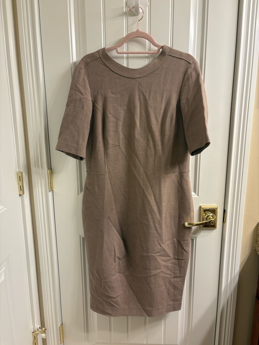 Worth Vintage Wool Career Dress Size 14 Tan Beige Elegant